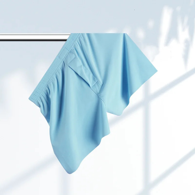 4pcs Male Pants Men Ice Silk Boxers Shorts Loose Mid-Waisted Mens Plus Size Underwear Homewear Comfortable Panties 250529