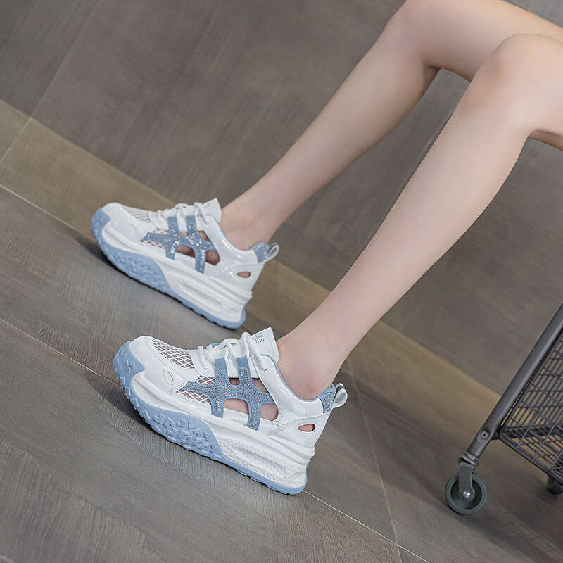 Hollow Breathable Mesh Dad Shoes New 2025 Summer New Thick-Soled Versatile Casual Sports Super Popular White Sneakers For Women