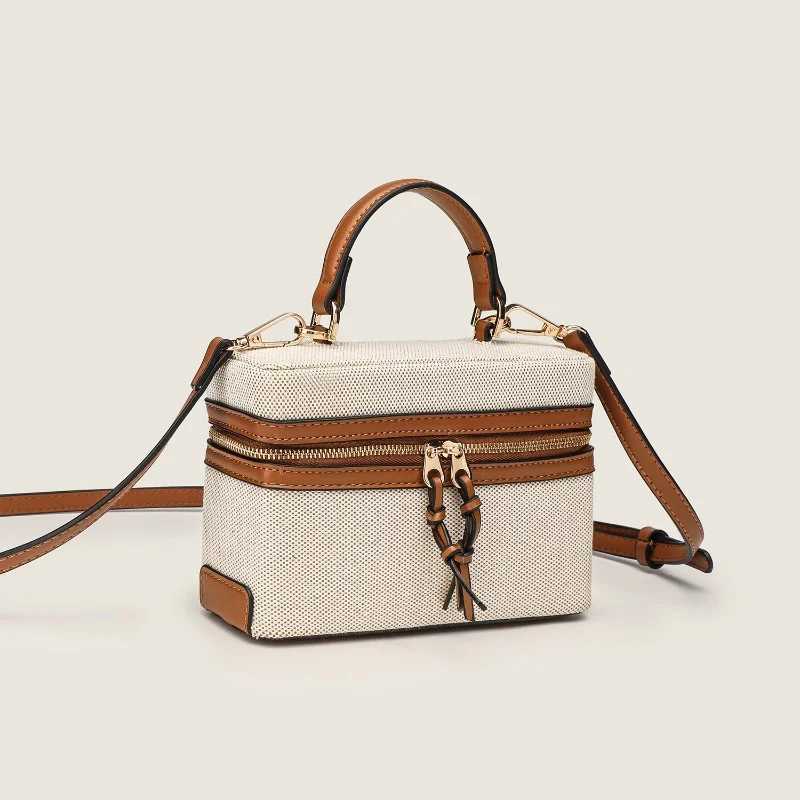 Trend Design Vintage Woolen Box Lady Handbag Leather Double Zipper Crossbody Bag 2025 Square Chains Sling Bag Shoulder Bag Z250617