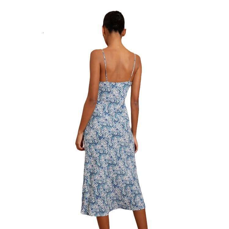 Skirt Dresses Womens Designer Clothing Festival White Dress 054#new 2025 Floral Sexy Mid-length Slim French Style Strap Dress Womens Fashion