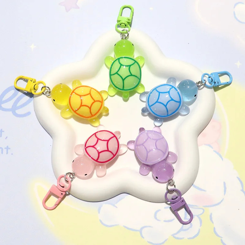 Cute Glow in The Dark Turtle Keychain for Women Girls Backpack Pendant Colorful Tortoise Keyring Student DIY Accessories Gift 250606