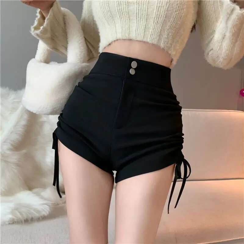 Booty Tight Short Pants for Woman To Wear High Waist Black Womens Shorts Skinny Mini Sexy Outfits Fashion Trend 2025 Low Price