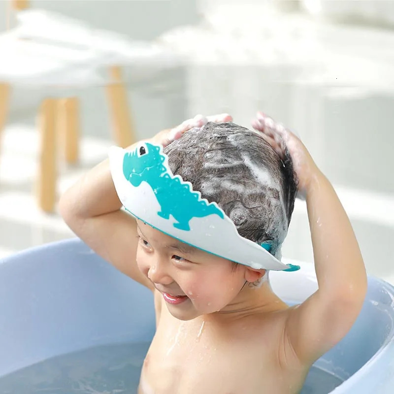 Adjustable Size Children Shampoo Cap Crown Baby Shower Cap Cartoon Bath Visor Infant Hair Shield Ear Protection Waterproof 250617