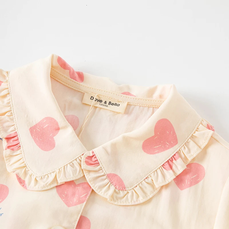 Dave Bella Girls Summer Loungewear Suit Childrens Long-Sleeved Underwear Middle And Older Kids Pajamas Children DK2235333 250617