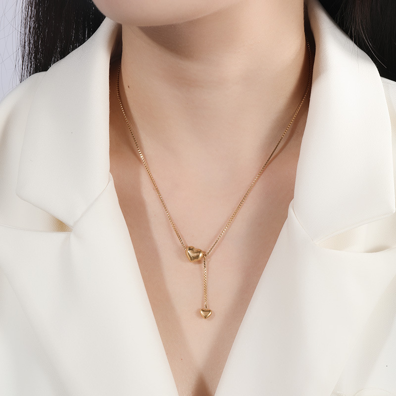 Fashion Simple Style High-end Sense Temperament Heart Necklace for Women Titanium Steel Versatile Non-fading Jewelry