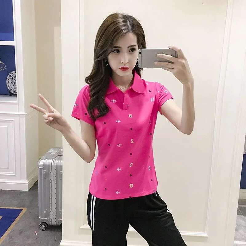 Short Sleeve Polo Neck T Shirt for Women Graphic Woman Tshirt Womens T-shirt Y2k Fashion Casual Tops With Collar New On Offer