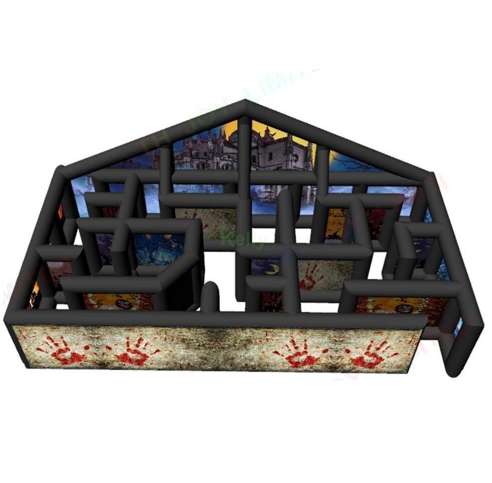 10mLx6mWx3.5mH (33x20x11.5ft) Free Delivery outdoor activities inflatable maze tag with skull scary printing Haunted House for sale