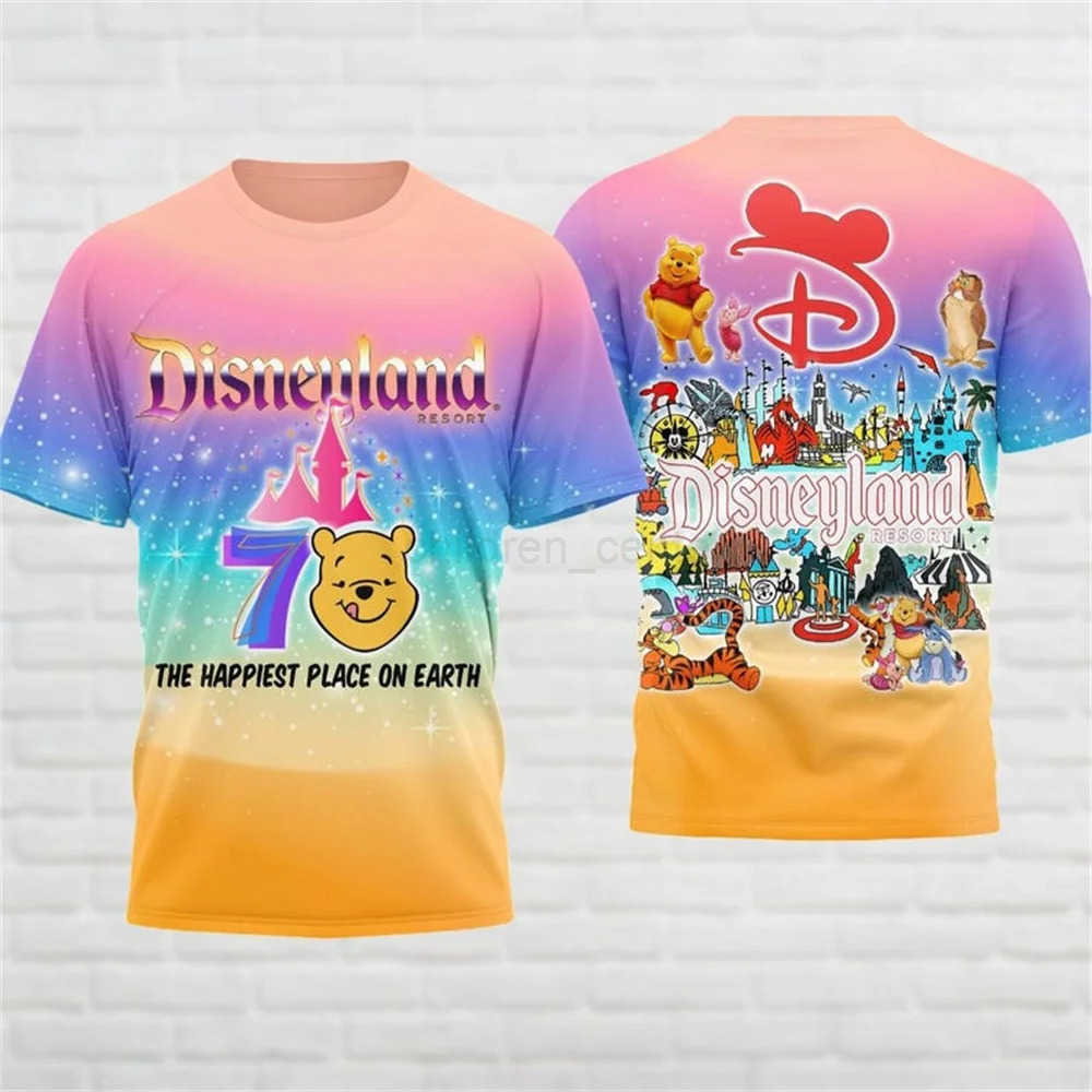 Disney Vintage Disneyland 70th Anniversary 3D T-Shirts Lilo Stitch T-Shirts Magic Kingdom T-Shirts Disneyland Resort T-Shirts W250617