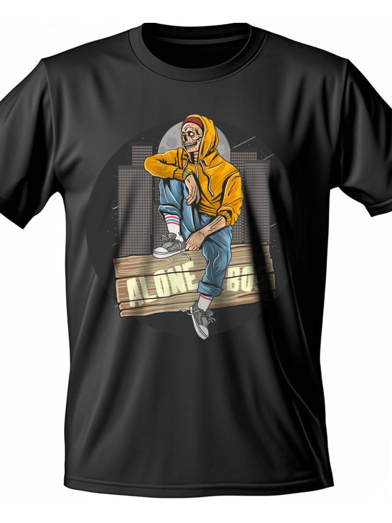 Dongdumaoyi White T Shirts Skateboard Adult Text Short Sleeve Cotton Round Collar Men Black 180G S-3Xl Halloween a82a