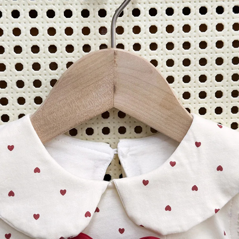 0-2 Y Baby Girls Clothes Toddler Girls Bodysuit Infant Girls Dress One Piece Full of Heart Print Infant Outfit 250617