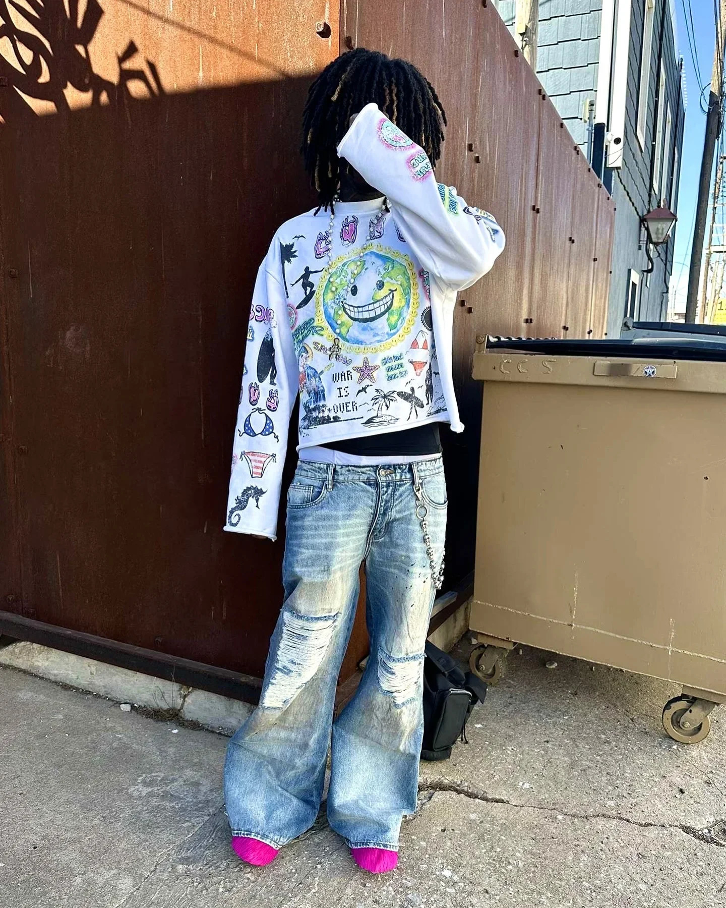 Y2k Harajuku Cartoon Graphic Graffiti Print Long Sleeves Women Hip Hop Oversized Loose Cotton T Shirts Tops Gothic Men Clothing 250616