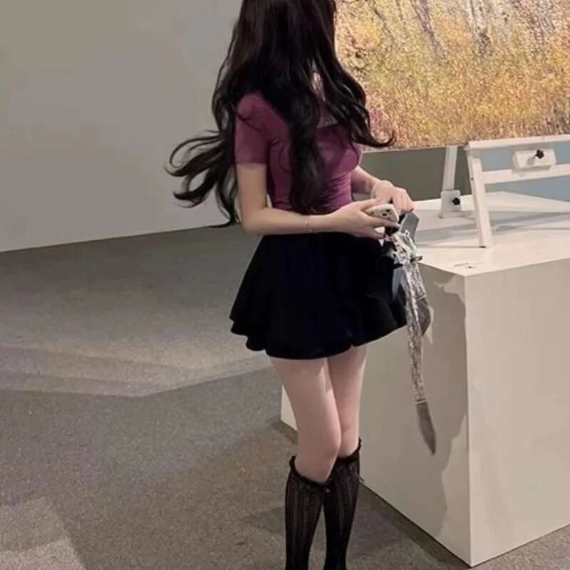 Slim Female Top Lace Womens T-shirt Sale Clearance Y2k Fashion Korea Vintage Kpop Aesthetic Clothing Yk2 Korean Popular Clothes