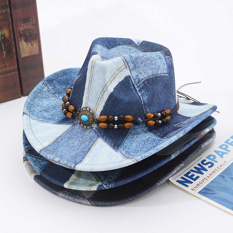Retro Western Mens Cowboy Hat 8CM Wide Brim Gentlemens Jazz Hat Panama Cowboy Hat Sombrero Hombre Cs W241225