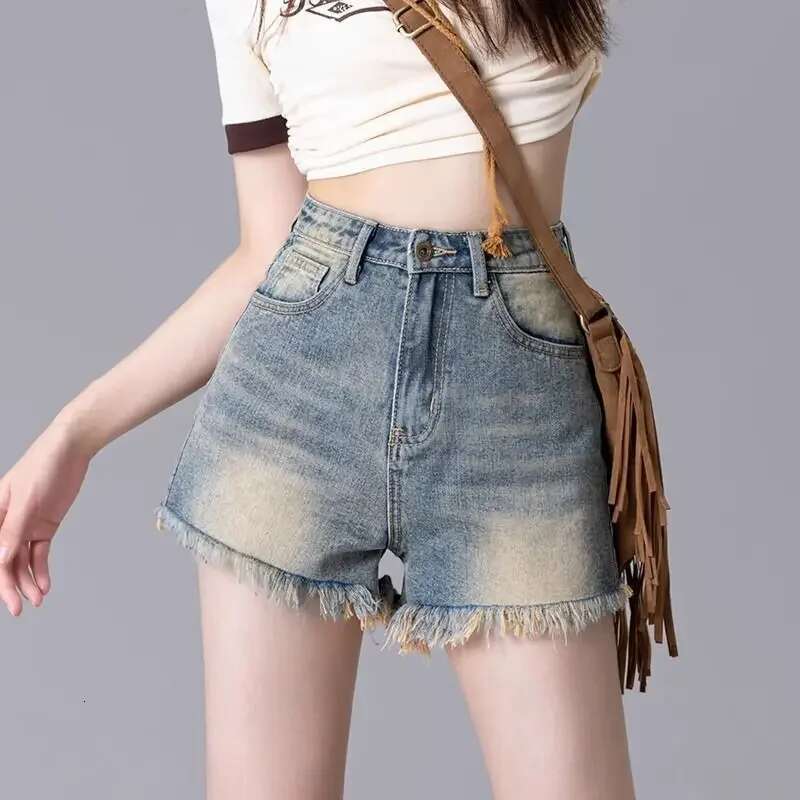 Blue High Waist Female Short Jeans Pants Casual To Wear Hot Fashion Clothing 2025 for Summer Outfits Trend Womens Denim Shorts