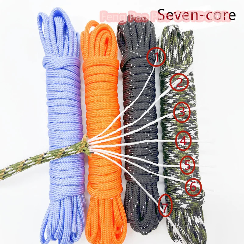 550 4mm 7 Bracket Core Parachute Rope for Survival Lanyard Camping Rock Climbing Hiking Clothesline 250611