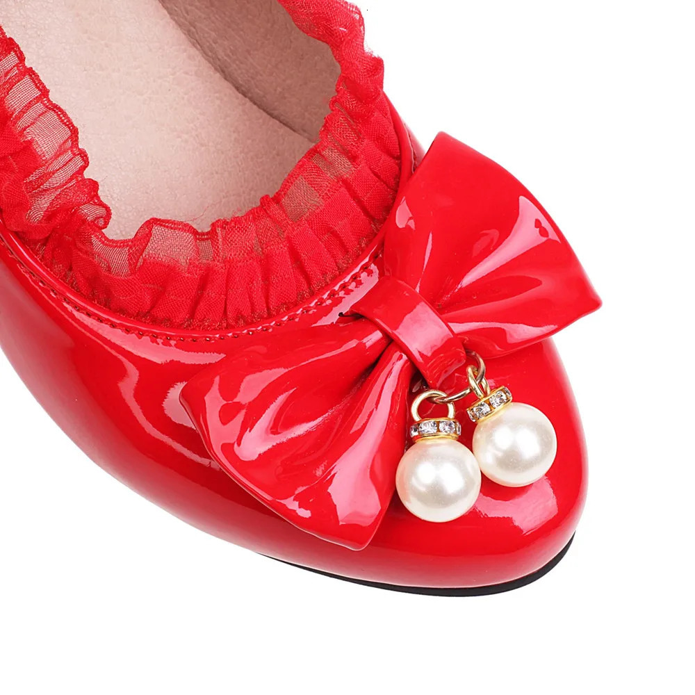 Spring Women High Heels Cross Strap Mary Jane Pumps Party Wedding Cosplay White Red Black String Bead Bow Princess Lolita Shoes 250613