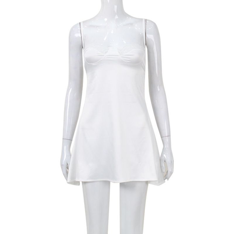 G616Women's V-neck lotus leaf sleeve mid-length stitching large swing pocket dress