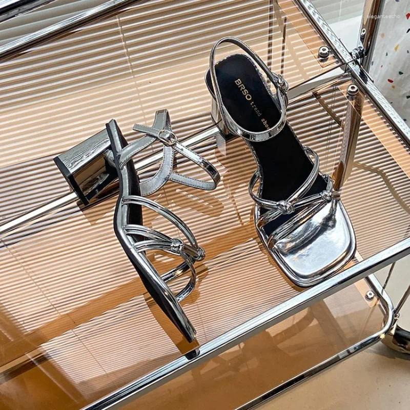 2025 S Fashion Designer Sandals Women S Summer Square Heel High Heels Fashionable Roman Black And White Open Toe Shoes SIZE