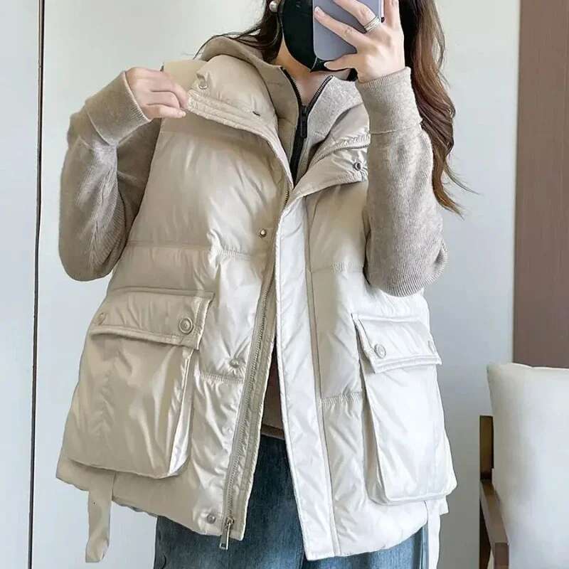Lady Padded Cotton Giletes Half Loose Short Cheap Winter Clothing Warm Womens Vests Korean Style Lightweight Autumn Pretty Cold