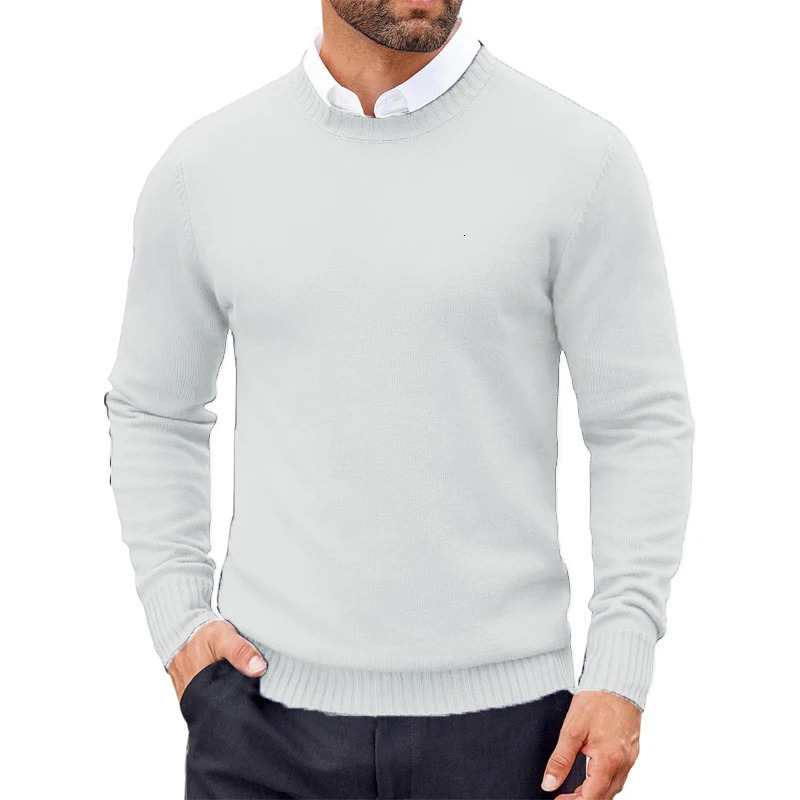 Streetwear Mens Dress Crew Neck Sweater Slim Fit Lightweight Sweatshirts Knitted Pullover Casual Fashion Long Sleeve Sweater 250616