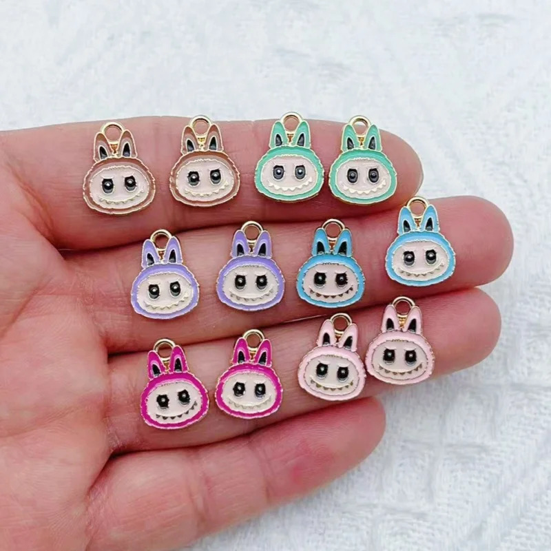 12 pieces of alloy animal rabbit jewelry cartoon pendant DIY earrings necklace jewelry making crafts accessories 250609
