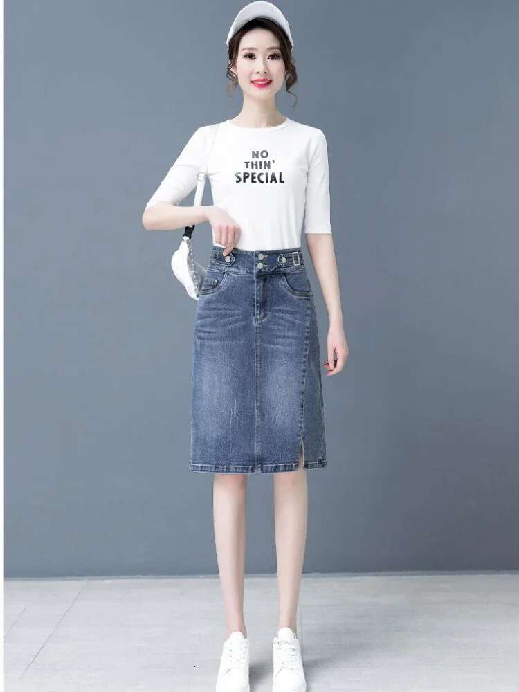 Woman Denim Skirt Blue Tight Wrap High Waist Jeans Skirts for Women Clothing Sales A Line Quality Korean Fashion Streetwear V