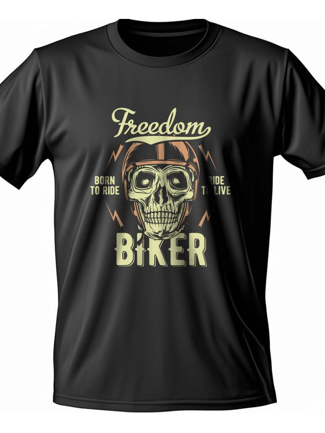 Dongdumaoyi Cotton Black White Round Collar 180G S-3Xl Men Bike Adult Text Short Sleeve T Shirts Skull 0c3e