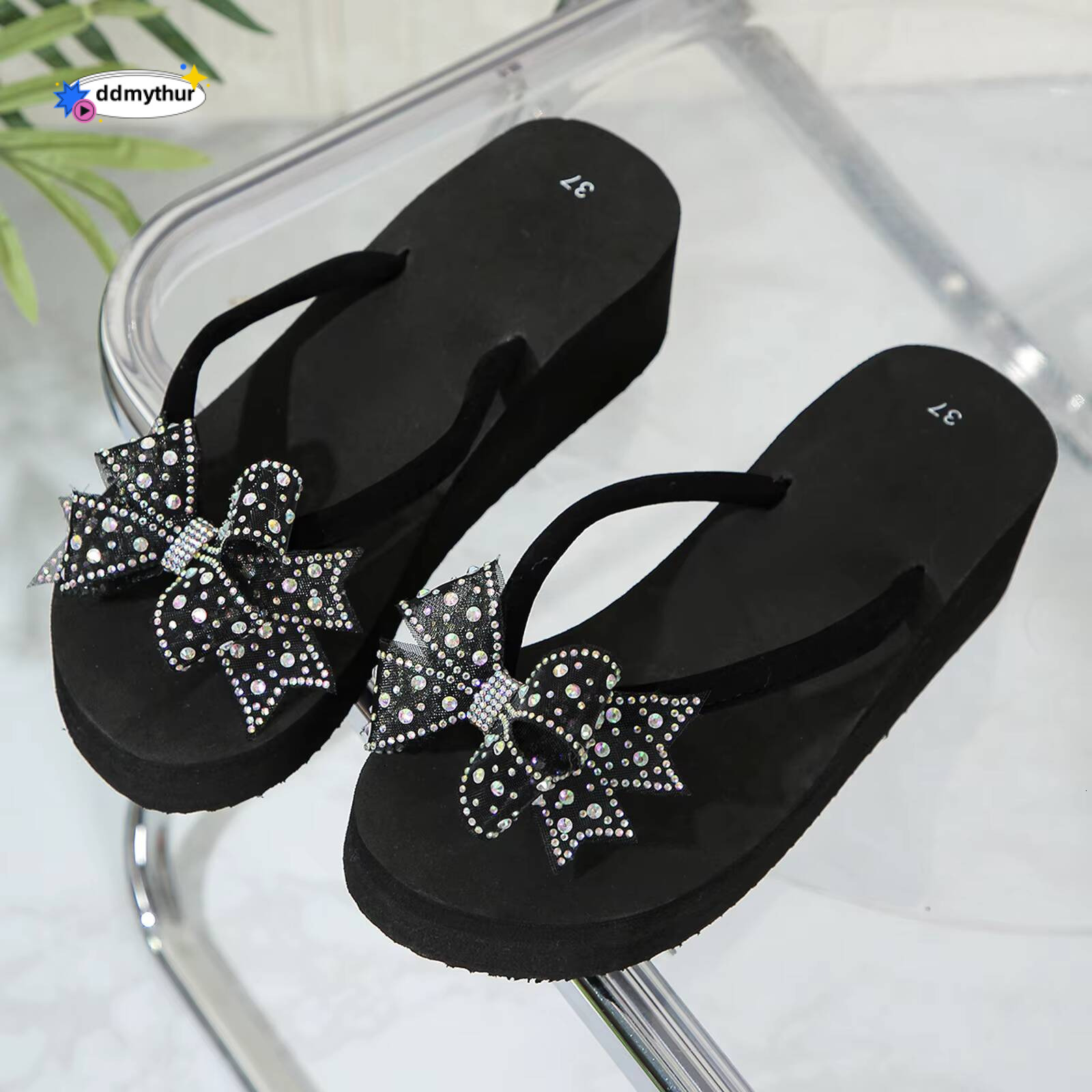 Womens Designer Women Fashionable Bow Decoration Cute New Pattern Flip Flop Wedge Summer Casual Sandals 8 ddmythur