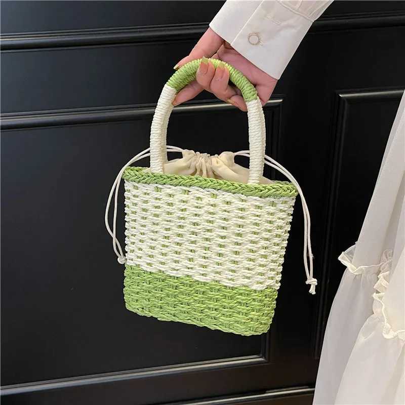 Summer for Women StrAW Shoulder Bags Rattan Woven Top Handle Bag Hollow Raffia Crochet Beach Bag Casual Handbags Z250617