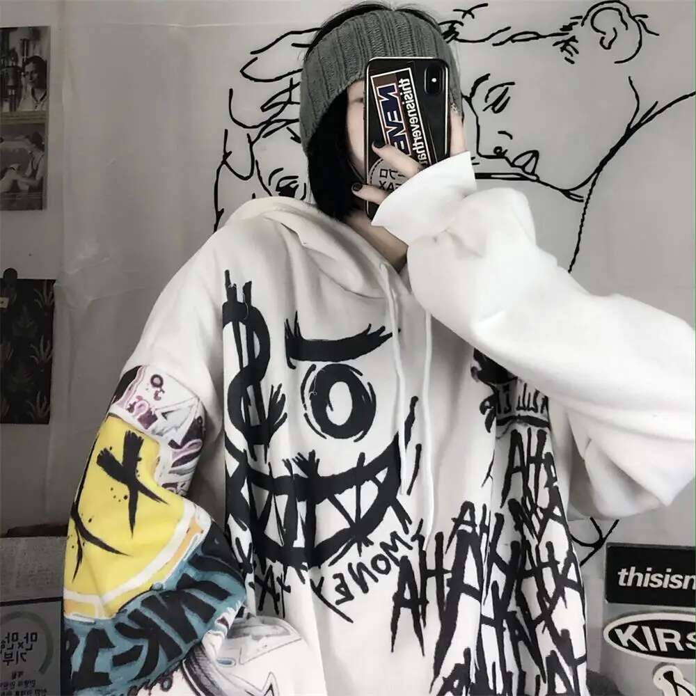Hooded 2025 Punk Hoodies Long Hip Hop Female Clothes Grunge Sweatshirt for Women Aesthetic Korean Y2k Designer Tops Graphic Hot