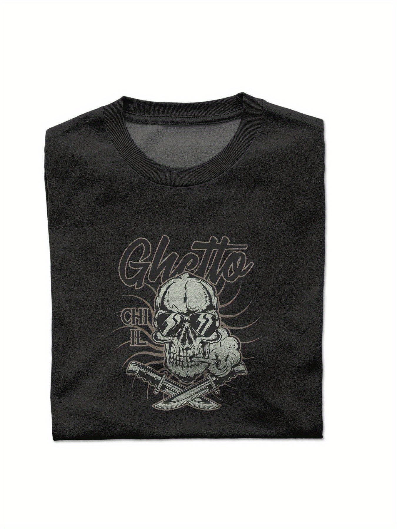 Dongdumaoyi Cotton T Shirts White Graphics S-3Xl Men Round Collar 180G Skull Short Sleeve Adult Black 9b40