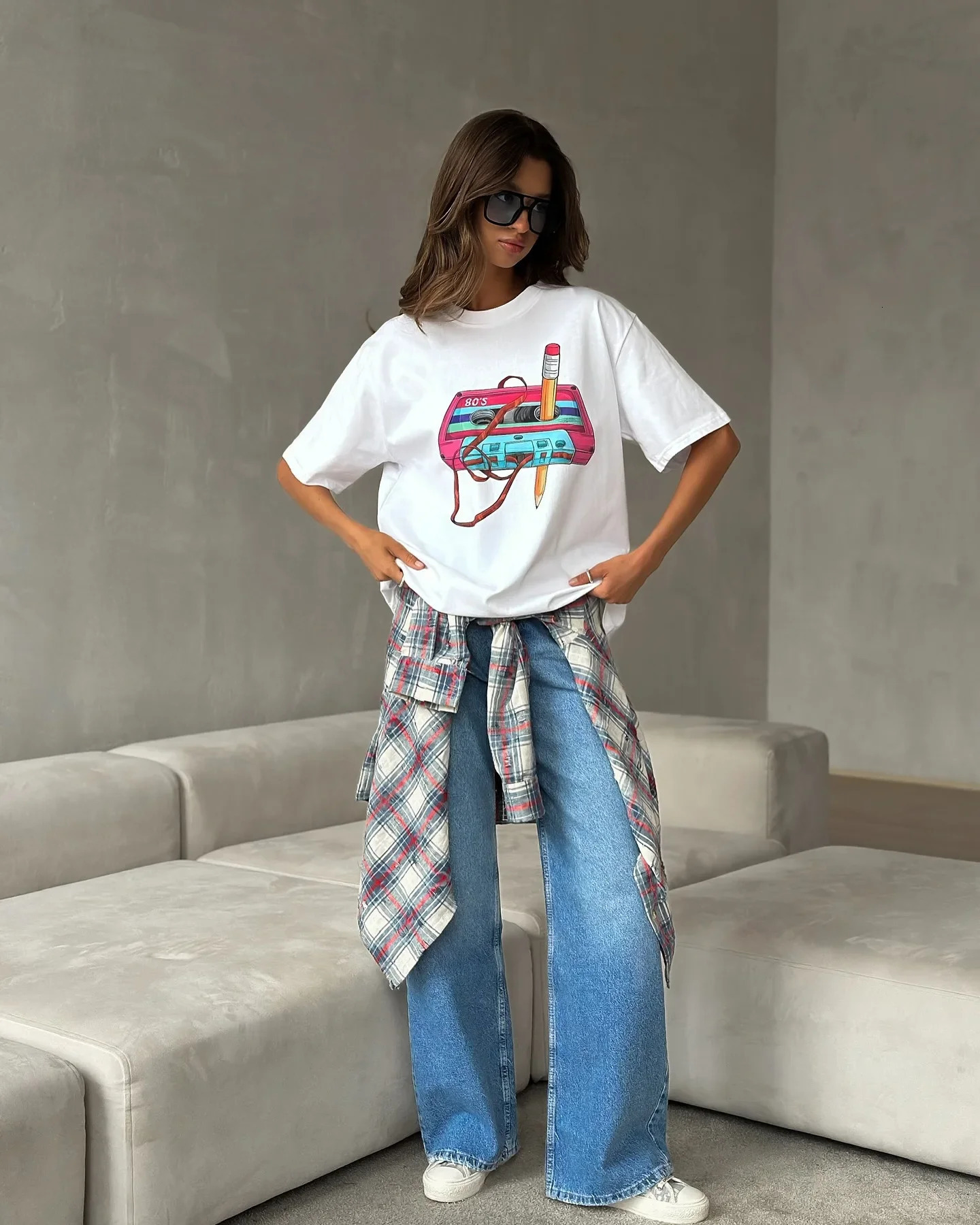 summer Womens Fashionable Printed T-shirt Casual Vintage Short-sleeve Printing T Shirts Fashion Hip Hop Loose Top 250617