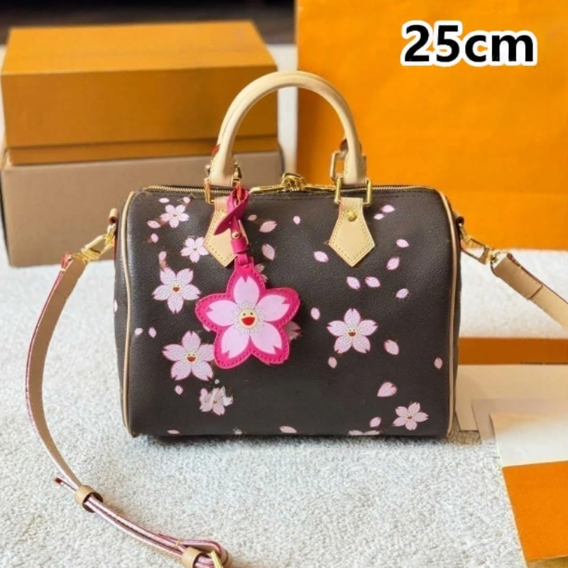Top Designer Mini Nano 16cm Shoulder Bag Women Leather Denim Crossbody Luxury Brand Embossed Tote Purse Brown Flower Handbag 20cm