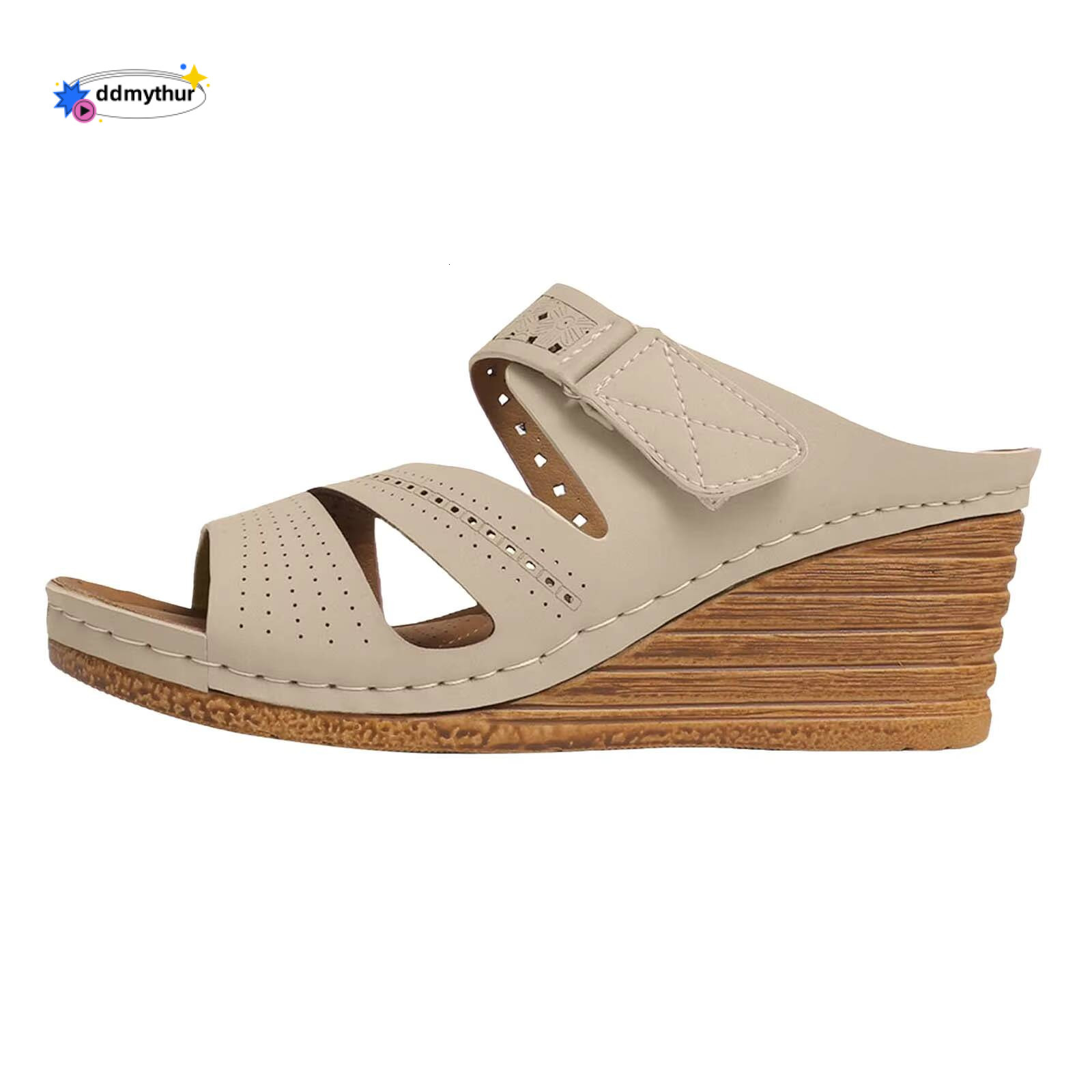 Booties Women'S Summer Open Toe Leather Slope Heel Sandal Slippers Casual Comfortable Outdoor Womens Slipper ddmythur