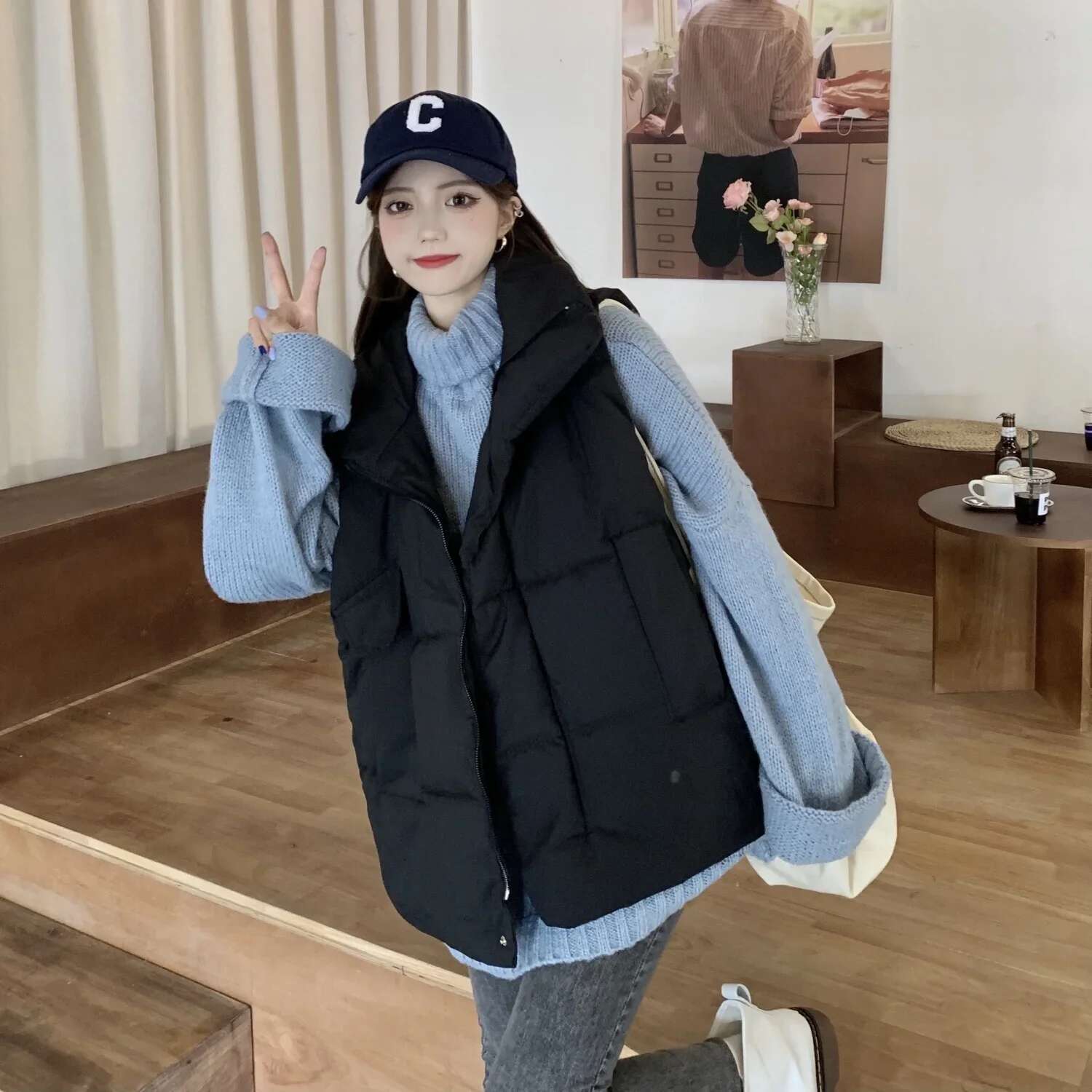 Lady Padded Cotton Giletes Stand Collar Loose Demi-season Sleeveless Cheap Korean Style Womens Vests Elegant Warm Casual Cold