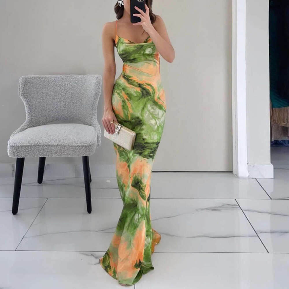 Women's Fashion Summer New Stylish Elegant Printed Sexy Slim Dress B5