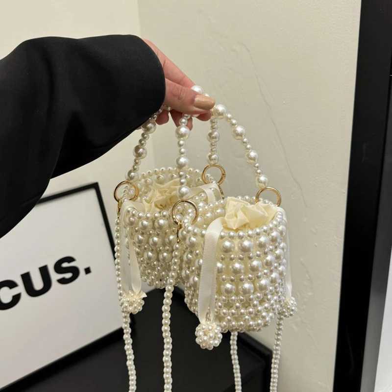 Pearl Mini Handbag 2025 New Single Shoulder Crossbody Bag Handmade Bead Weaving Lipstick Bag Elegant Drawstring Bucket Bag Z250617