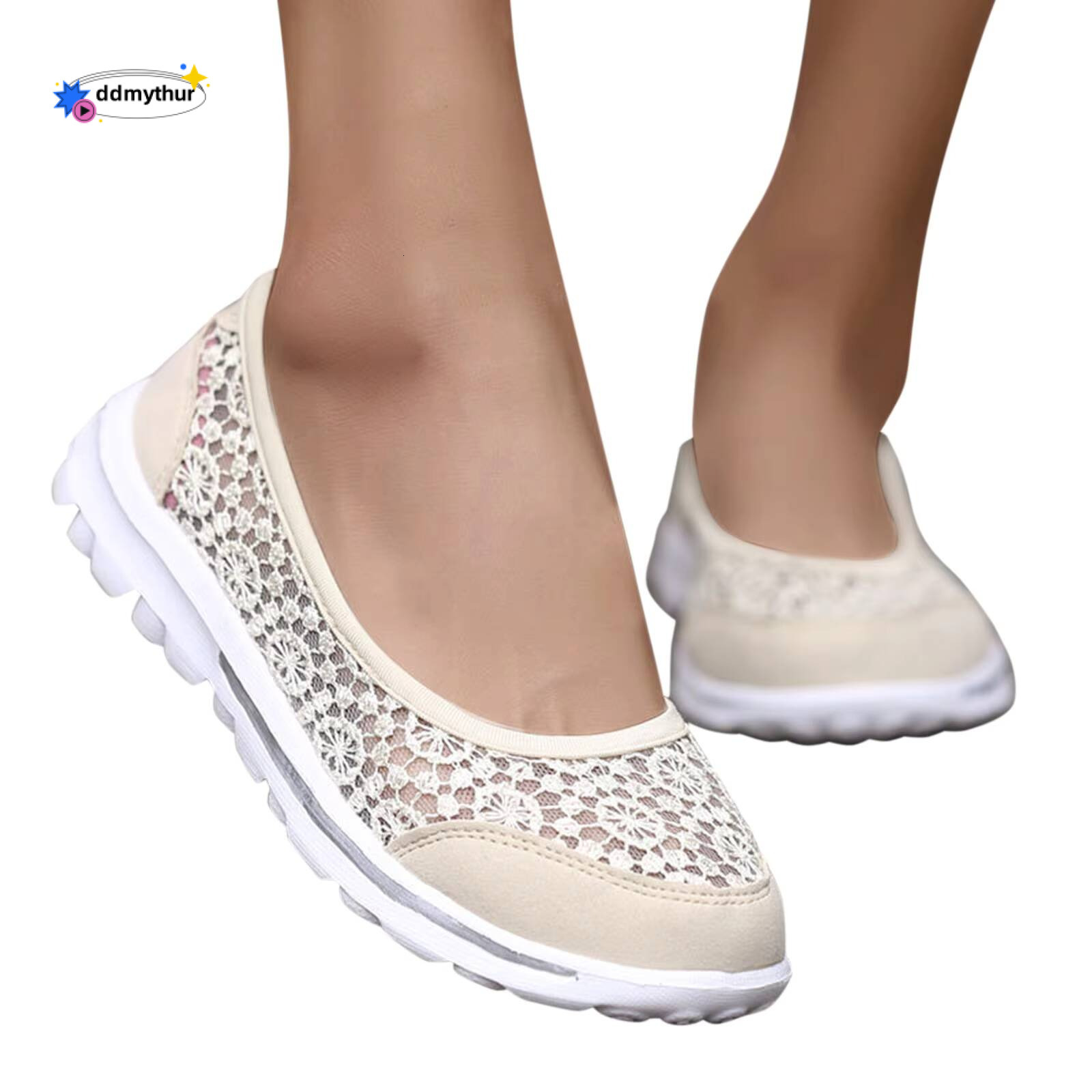 Women Lace Up Lightweight Mesh Shoes Sporty Breathable Slip Work Trainers Sneakers ddmythur