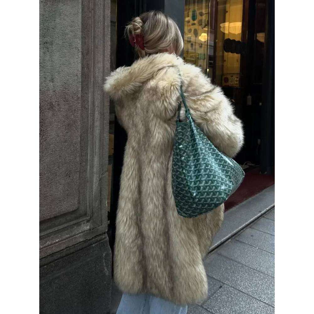 Elegant Fluffy Faux Fur Thicken Long Sleeve Coats Luxurious Turndown Collar Warm Cardigan Jackets 2025 Lady Street Outerwears