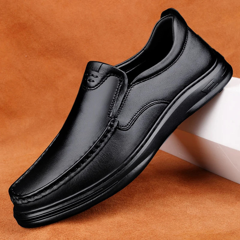 Mens Shoes Wide Width Leather Slip-On Casual Shoes Lightweight For Swollen Feet with Arch Support Pain Relief 250613