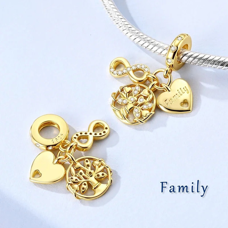 Gold Series DIY Charms Bead Original 925 Sterling Silver Inlaid Zirconium Sun Leopard Pendants Fit Bracelet Jewelry Gift Marking 250609
