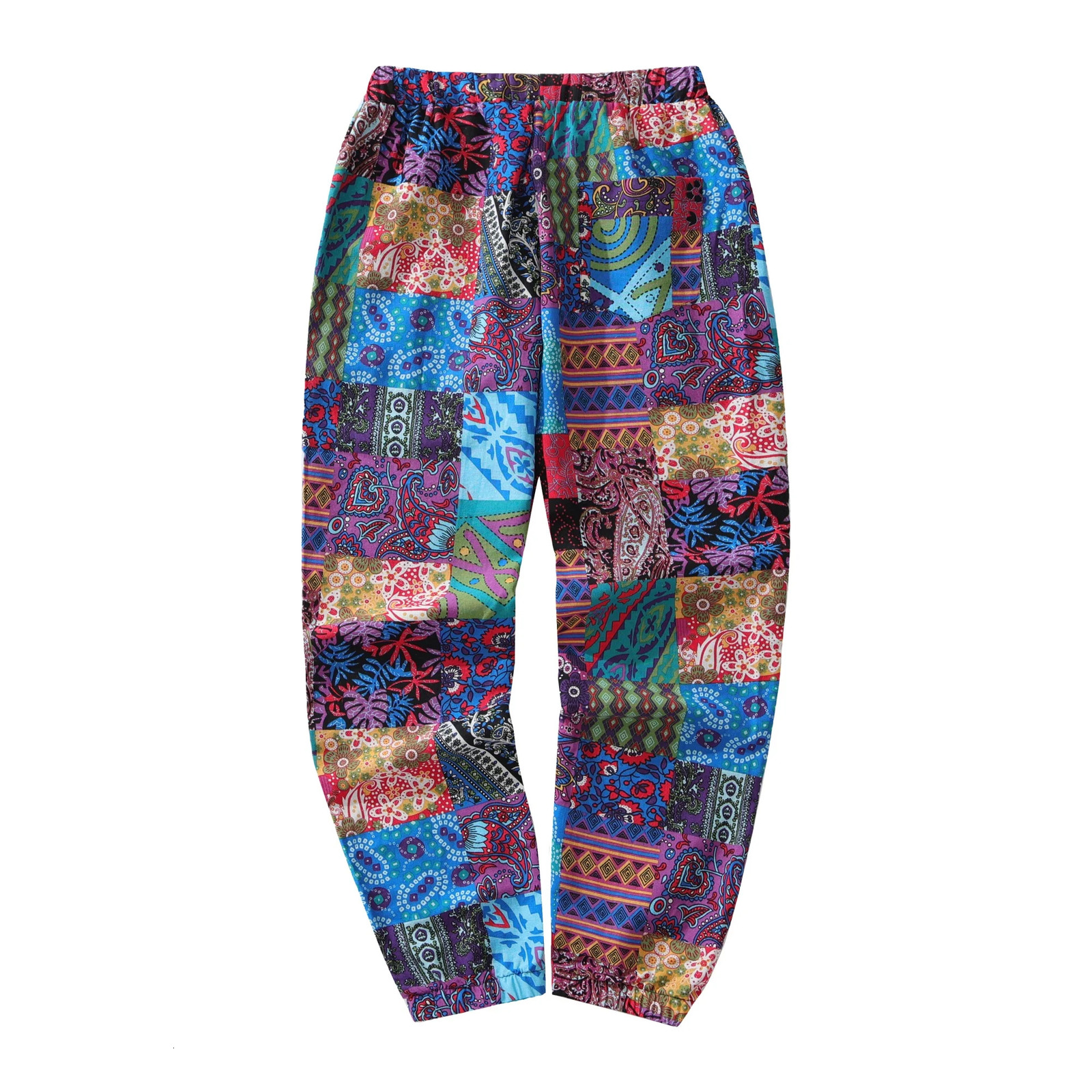 Cotton Linen Pants Mens Casual Drawstring Paisley Print Lightweight Pants With Pockets For Outdoor Activities Sweatpants 250616