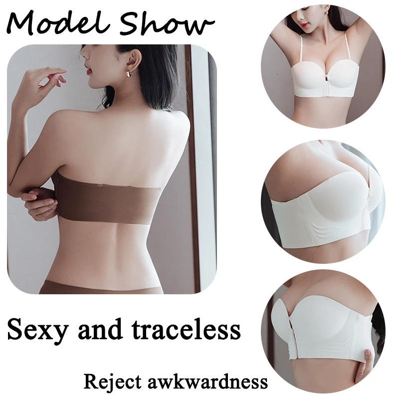 FINETOO Front Closure Sexy Push Up Bra Women Invisible Bras Underwear Lingerie For Female Brassiere Strapless Seamless Bralette 250617