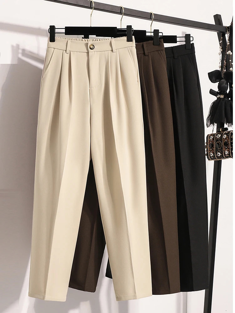 Plus Size Pants Woman 2024 Autumn Winter Arrival High Elastic Waist Suit Pants High Quality Korean Style Straight Trousers 250609