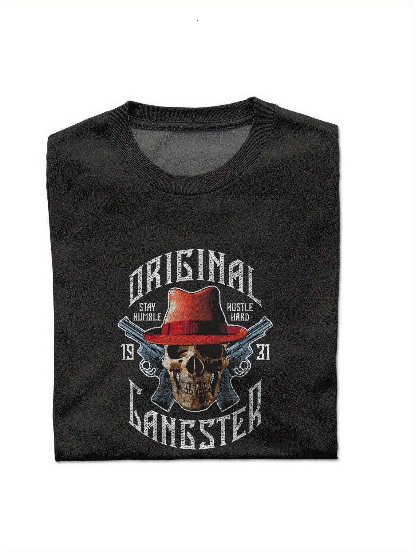 Dongdumaoyi Cotton Men Round Collar T Shirts S-3Xl White Dumbbel Adult Text Short Sleeve Black 180G Skull 7bbb