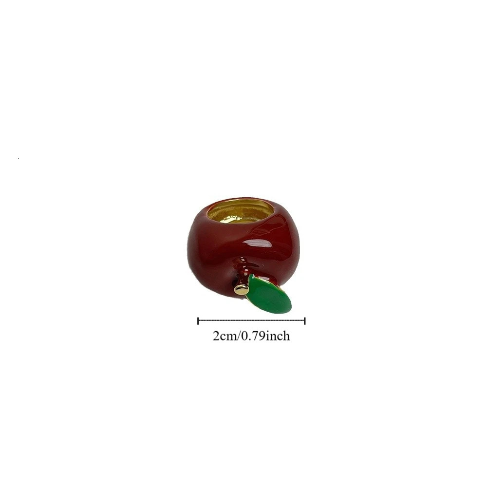 Personality Strawberry Drip Oil Ring Geometric Dripping Oil Painting Ring Alloy Korean Style Fruit Enamel Ring Gift 250616
