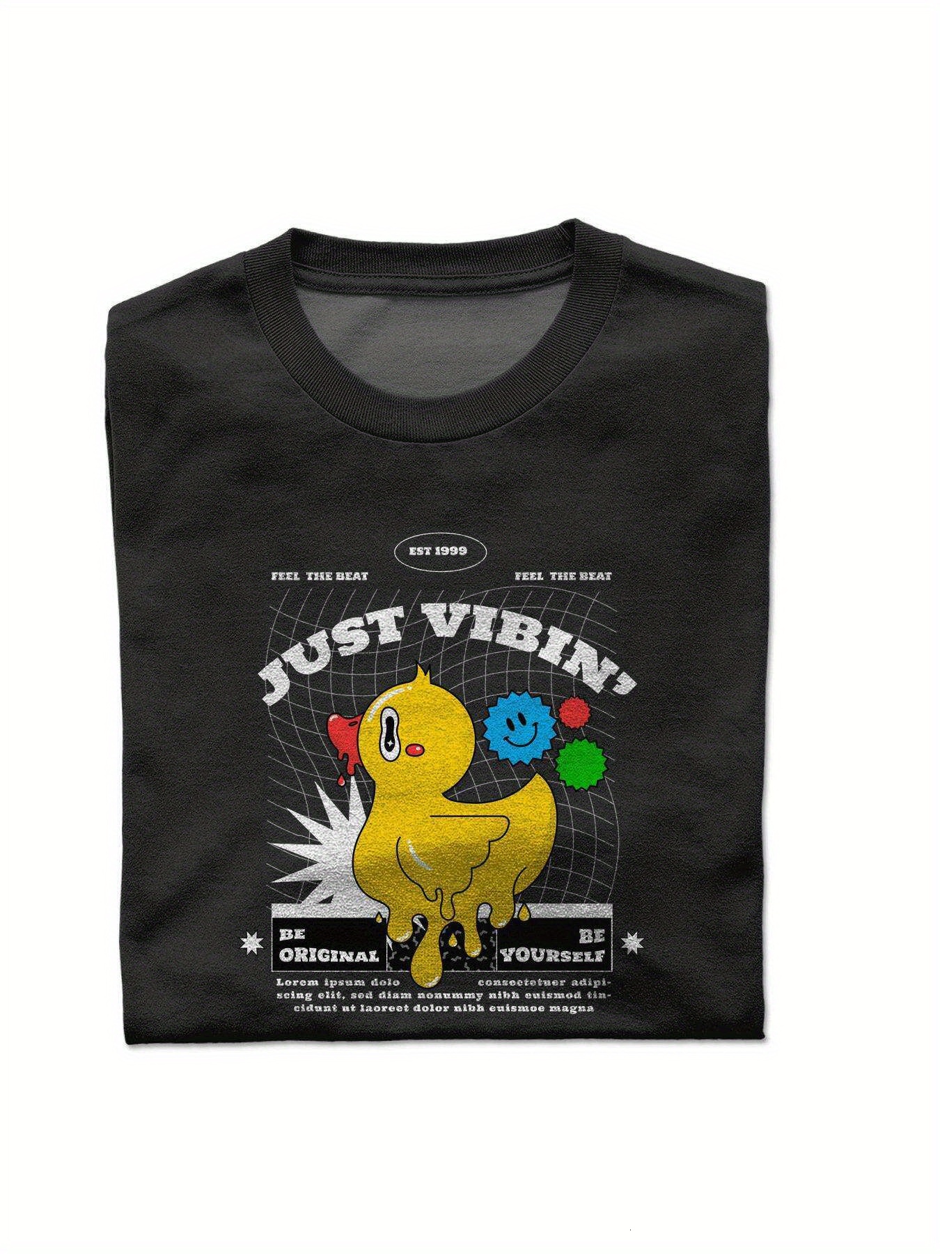 Dongdumaoyi Duck Black S-3Xl 180G Text Men Short Sleeve Round Collar White Cotton T Shirts Adult e9c0