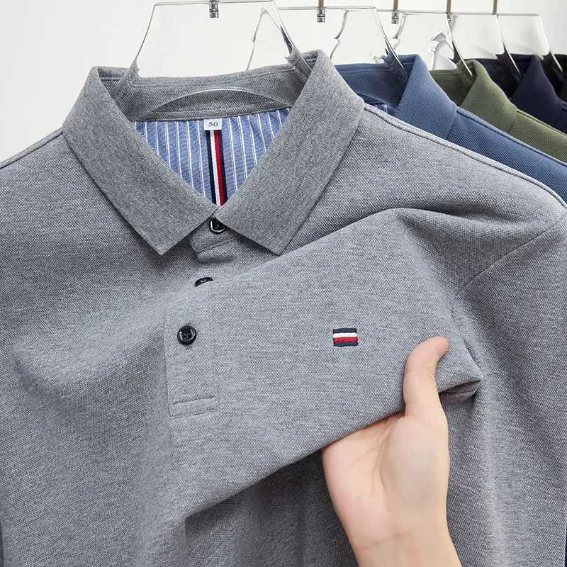 New Mens Casual and Fashionable Embroidered Long Sleeve Polo Shirt Comfortable Breathable and Versatile Summer Top XJ250617