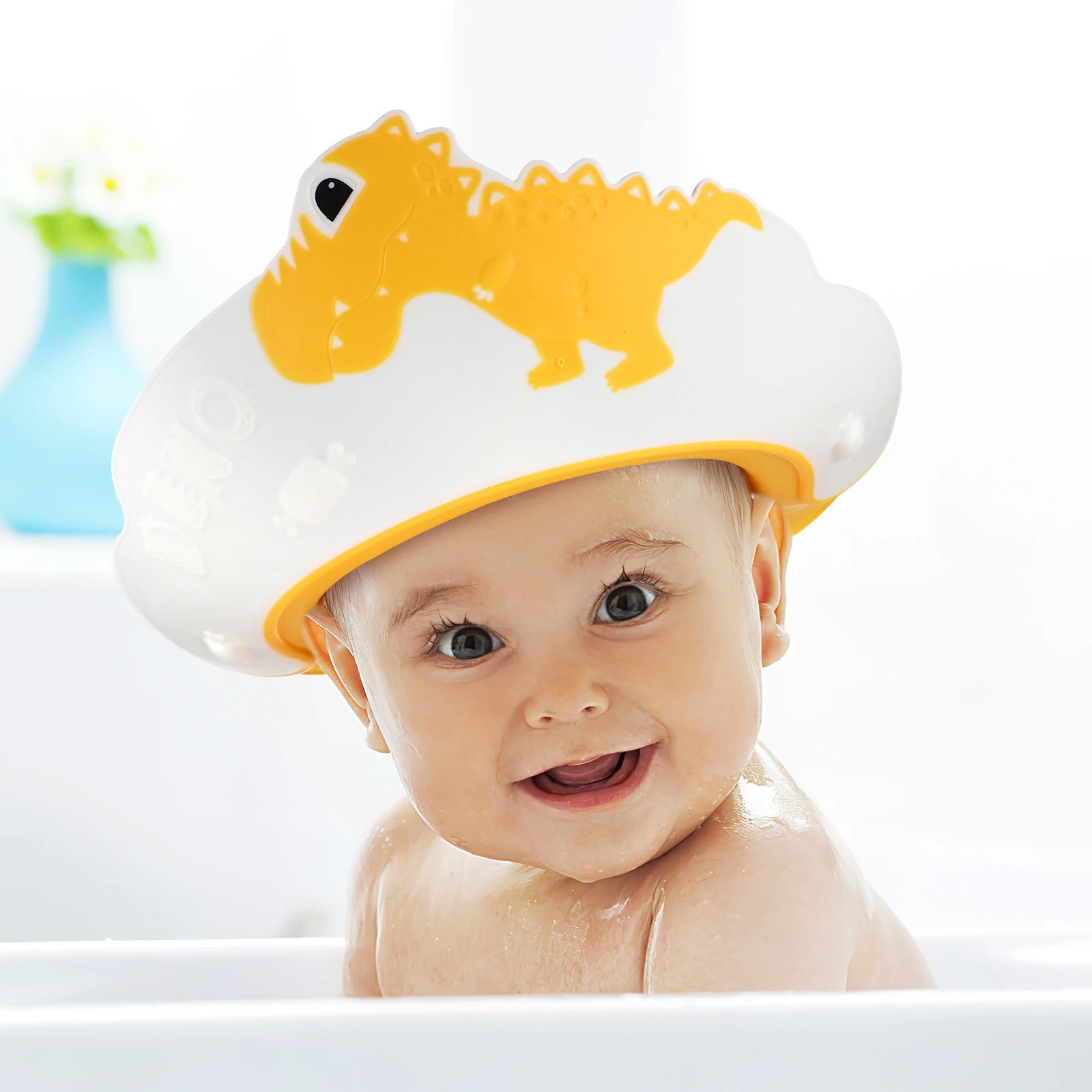4pcs Baby Shower Hat Set Hair Washing Guard for Kids Bath Time Dinosaur Adjustable Premium Material Safe to Use 250617
