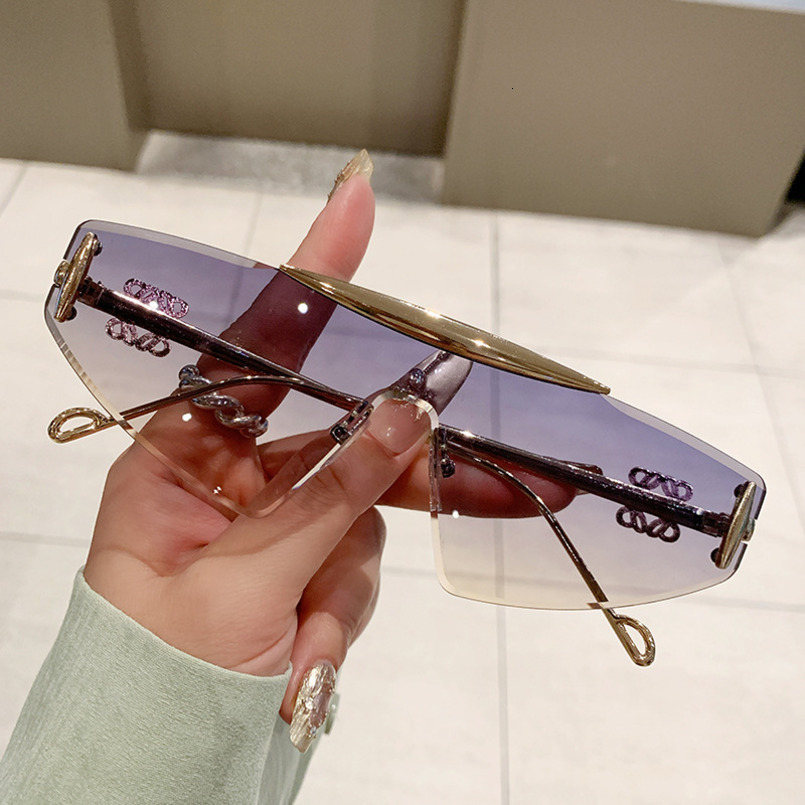 New Frameless Men, Trendy Ins Style, Fashionable And Unique Cat Eye Sunglasses For Women